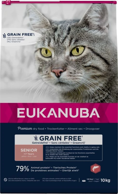 Eukanuba Senior Graanvrij - Kattenvoer - Zalm - 4 kg Eukanuba Senior Graanvrij - Kattenvoer - Zalm - 4 kg